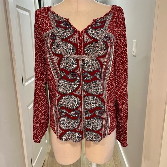 Lucky Brand Rayon Multicolor Long Sleeve Blouse - Picture 8 of 14